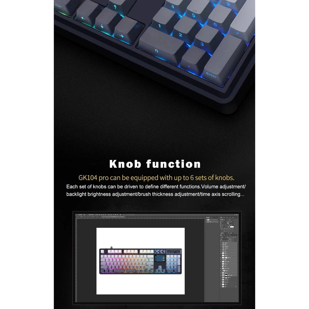 Wireless Mechanical Keyboard - Full-Size, 3-Mode, 2.0 Screen, 3 Knobs, Hot-Swappable Switches, PBT Keycaps (Rose Pink - No.3 Phil-Cherry)