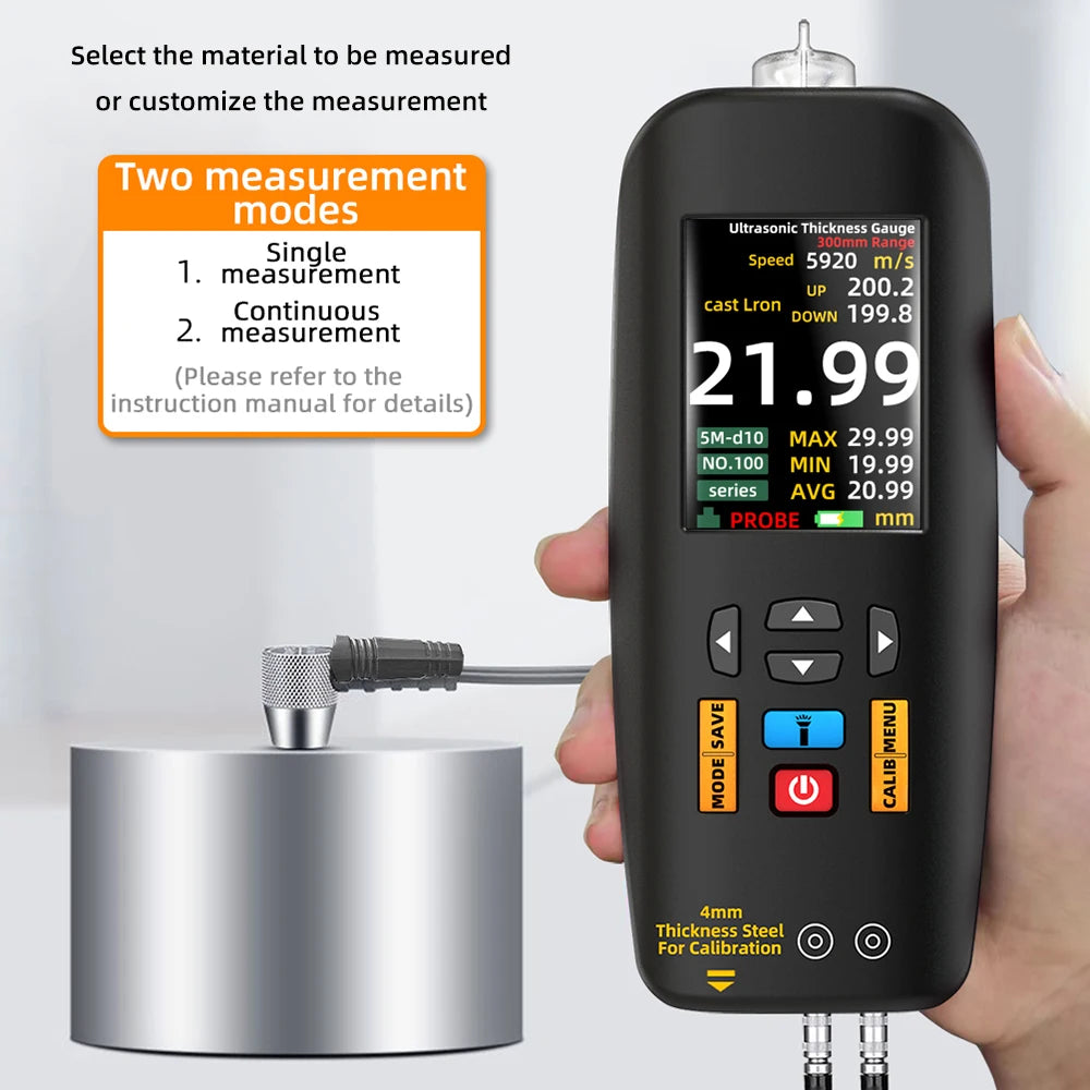 Portable Ultrasonic Thickness Gauge 0.01–300mm