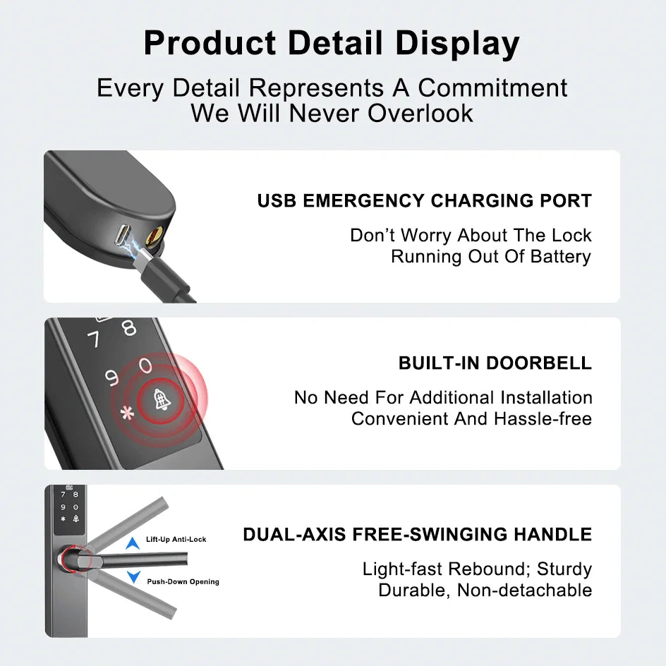 Waterproof Digital Fingerprint Lock for Sliding Doors
