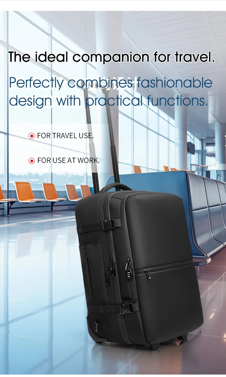 Lightweight Boardable Travel Backpack with Smooth Rolling Wheels
