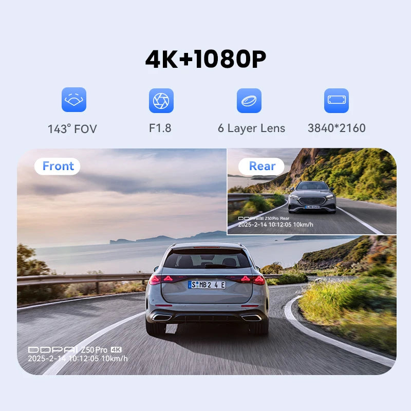Z50 Pro Dual Dash Cam GPS Parking Monitor