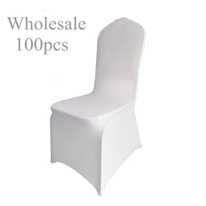100pcs White Spandex Chair Covers Wedding Banquet Stretch
