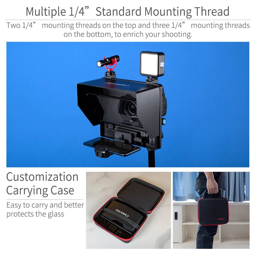 DSLR Camera Teleprompter for Tablet Smartphone Video Recording