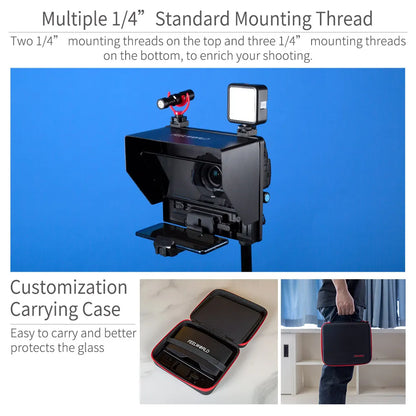 DSLR Camera Teleprompter for Tablet Smartphone Video Recording