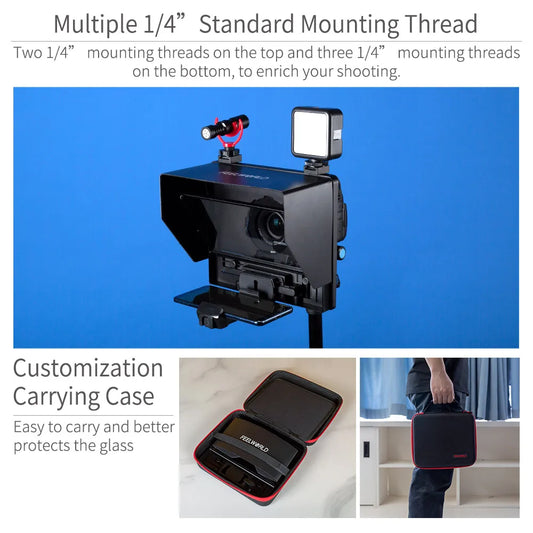 DSLR Camera Teleprompter for Tablet Smartphone Video Recording