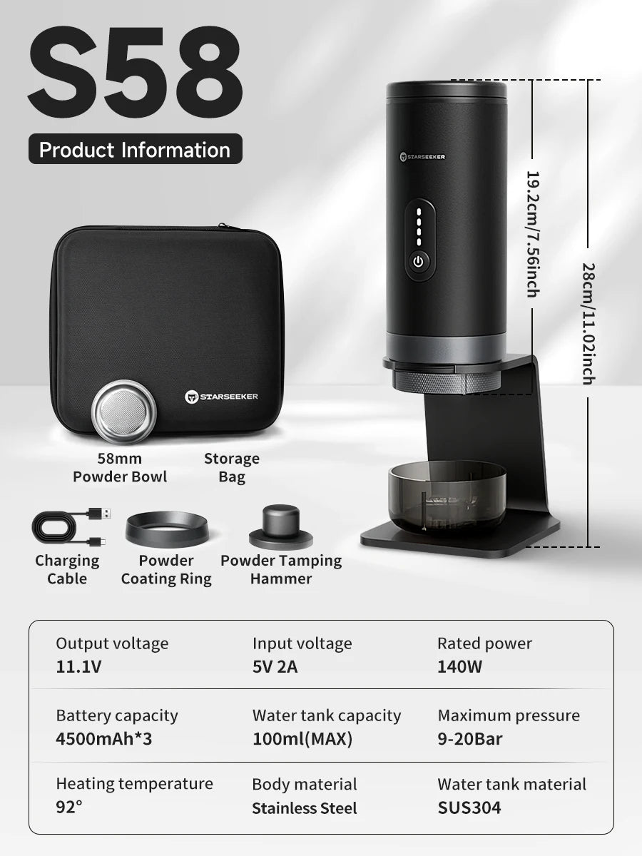 Portable Heated Espresso Coffee Maker with Bottomless Portafilter