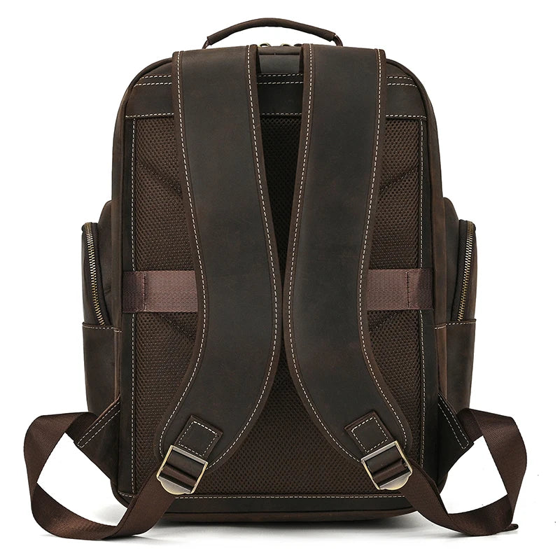 Business Travel Leather Backpack Large Capacity