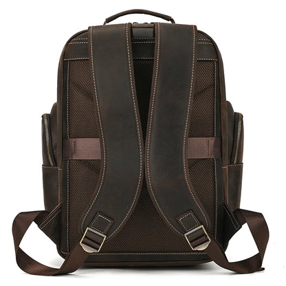 Business Travel Leather Backpack Large Capacity