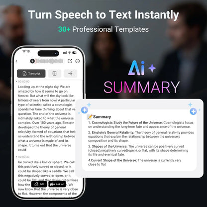 64GB AI Voice Recorder with Transcription and Summaries
