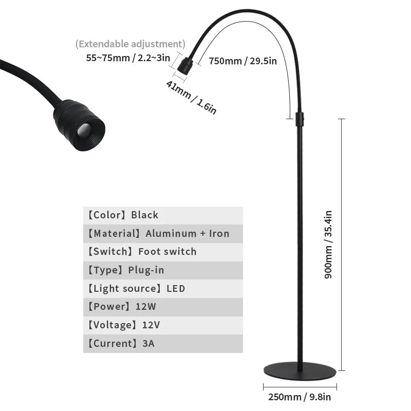 12W LED UV Lamp Black for Eyelash Extension Gel