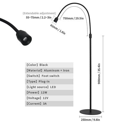 12W LED UV Lamp Black for Eyelash Extension Gel