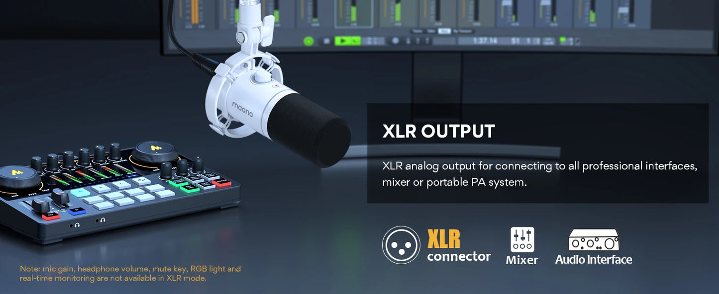 Dynamic Mic with USB/XLR and Mute Button White