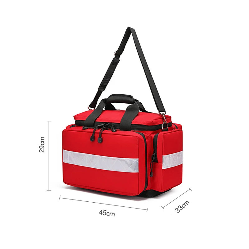 Large Red Waterproof First Aid Backpack with Reflective Strips