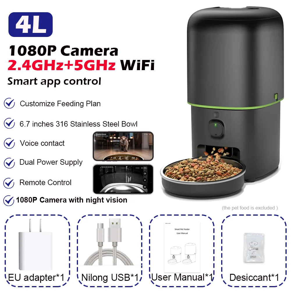 WiFi Pet Feeder with 1080p Camera and App Control