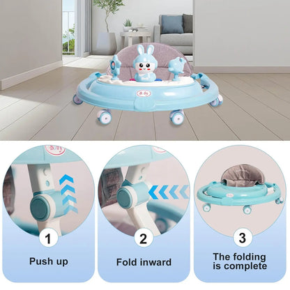 Foldable Musical Baby Walker 6 Wheel Adjustable