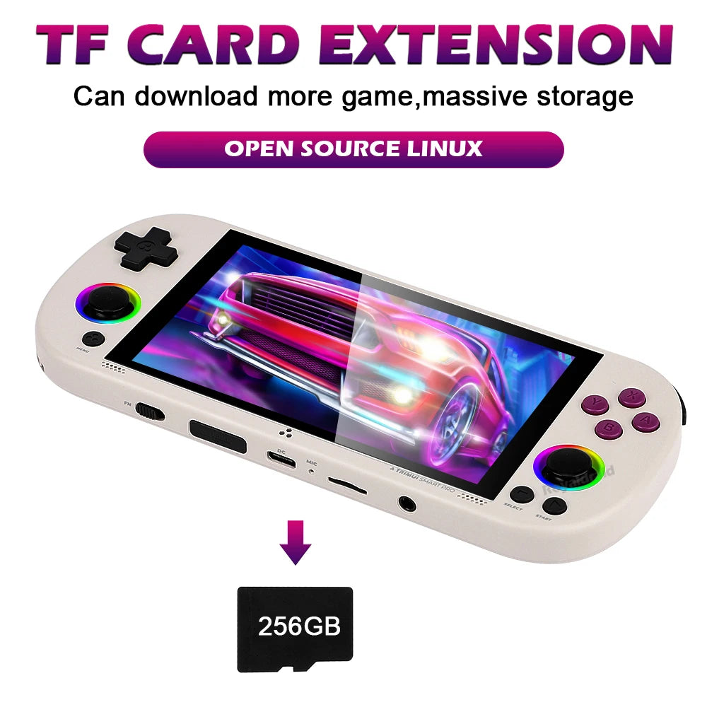 White Portable Retro Gaming Console with RGB Lighting