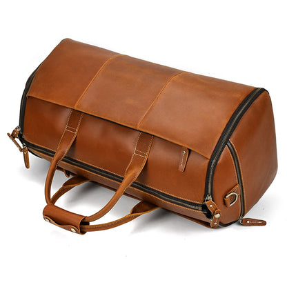 Business Leather Suit Bag with Organizer Brown
