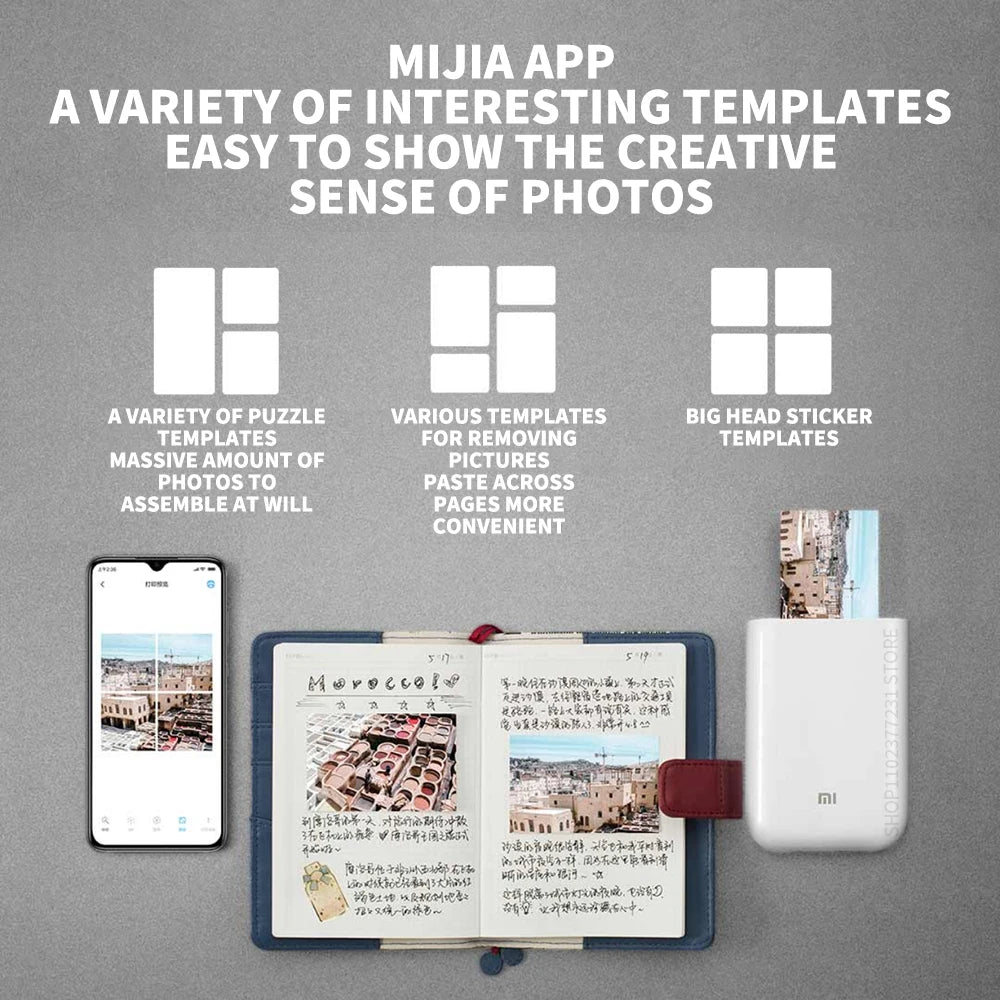 Mini Photo Printer and Case with 50-Pack Photo Paper