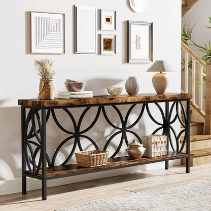Sofa Table with Storage for Entryway & Living Room