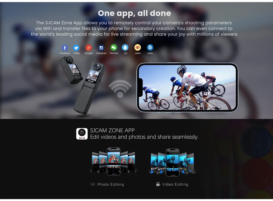 Sports Camera 4K 30FPS with Gyro Image Stabilization