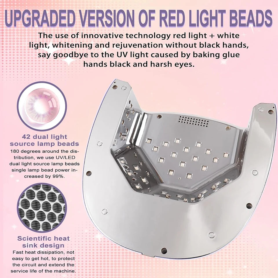 Portable 96W UV LED Nail Rechargeable Mirror White