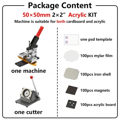 50×50mm Acrylic Magnet Maker Machine Set