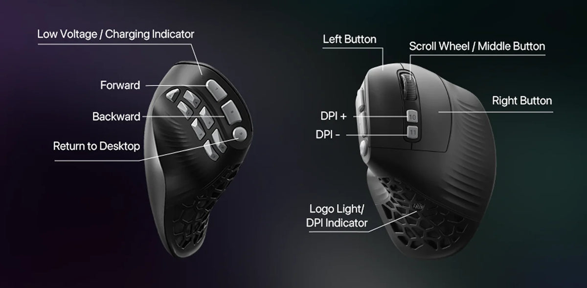 8K Ergonomic Vertical Gaming Mouse 45 Degree Grip 1000mAh