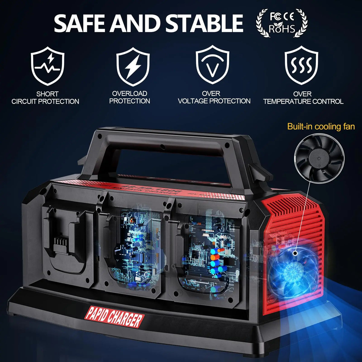 Simultaneous 6-Slot Quick Charger for Milwaukee M18 Batteries