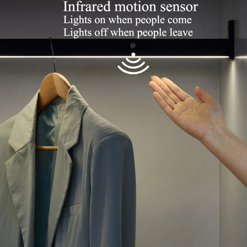 Smart Motion Sensor LED Wardrobe Hanger Rod Light