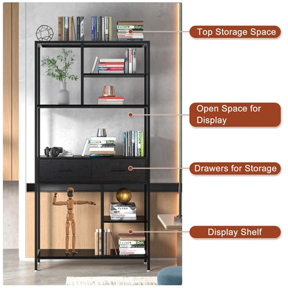 Tall Display Bookshelf Cabinet for Living Room Office