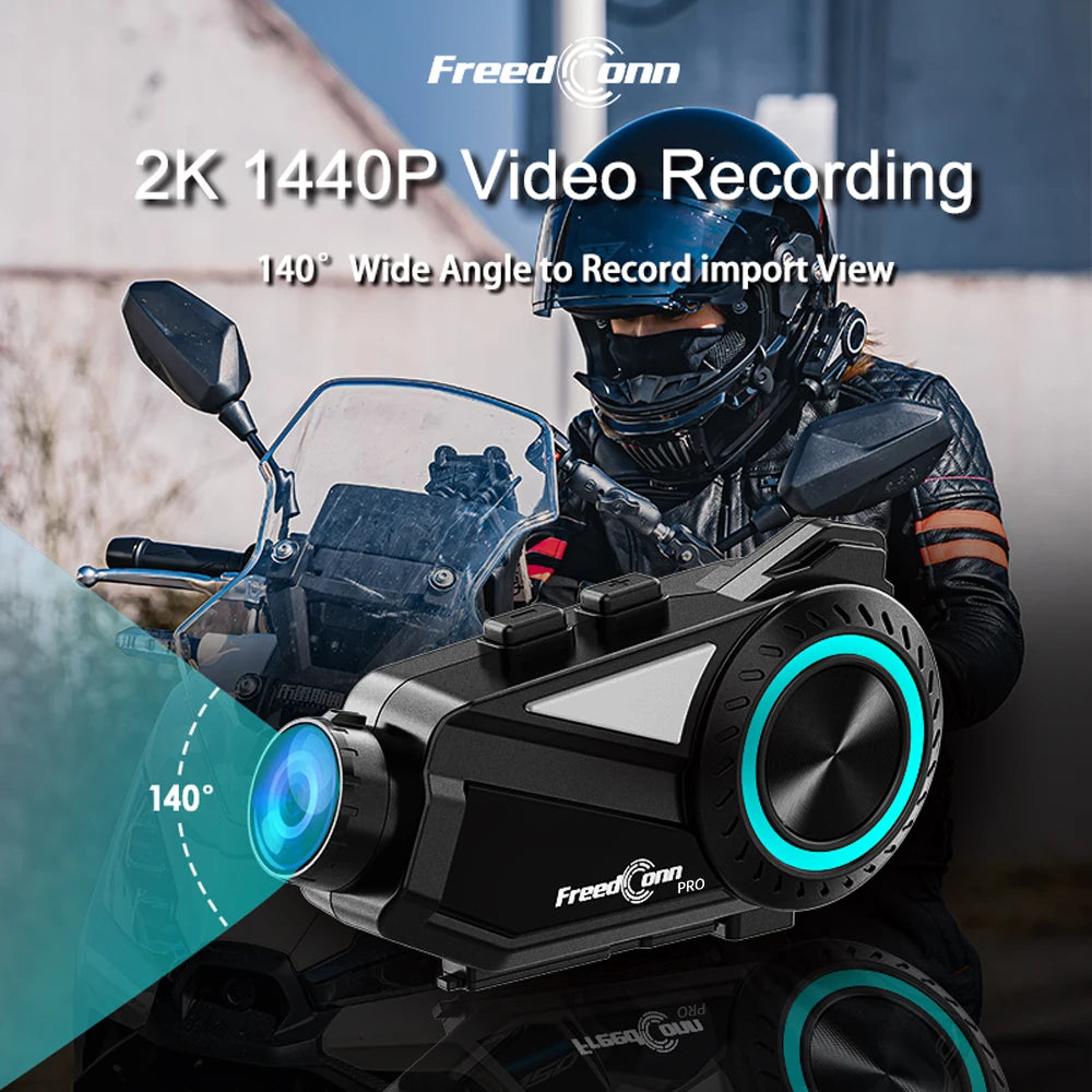 Motorbike Helmet Intercom 1440P DVR 2 Sets