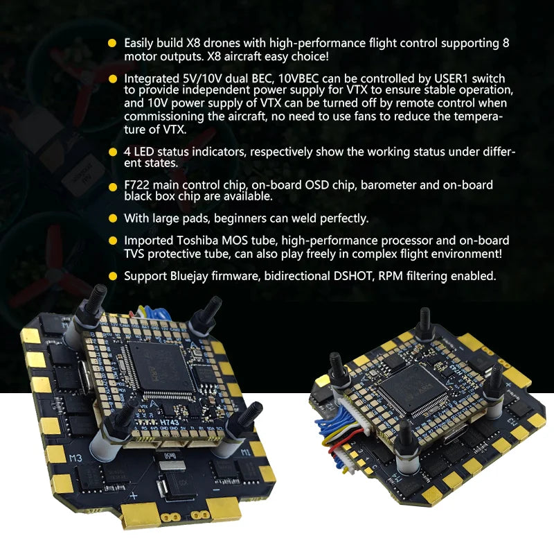120A 3-12S FPV ESC H743 Flight Controller Stack