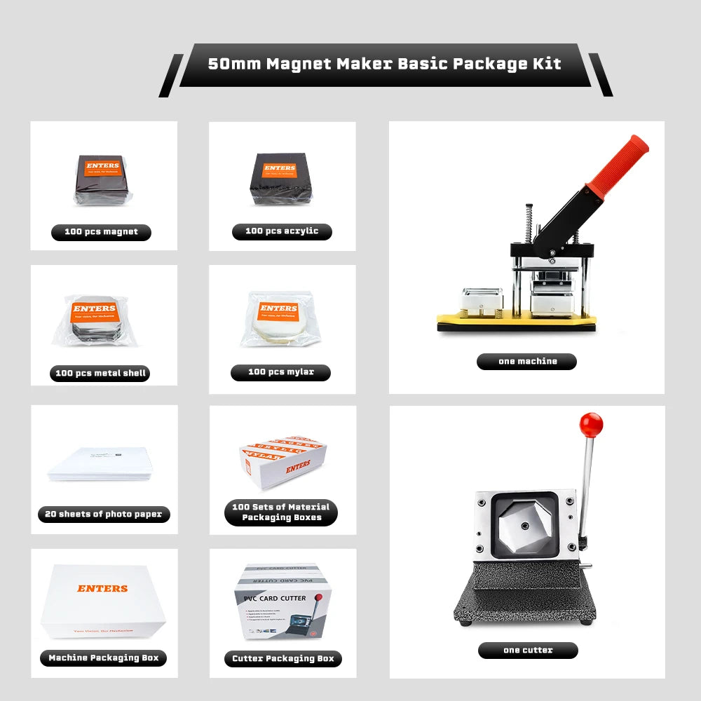 Custom Photo Magnet Maker Kit with Cutter and 50mm Buttons