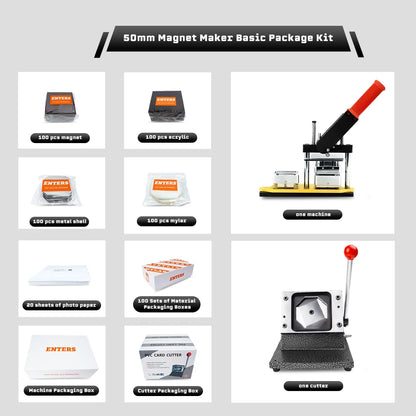 Custom Photo Magnet Maker Kit with Cutter and 50mm Buttons