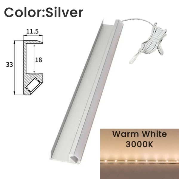 100cm LED Shelf Light 3000K Silver 10-Pack