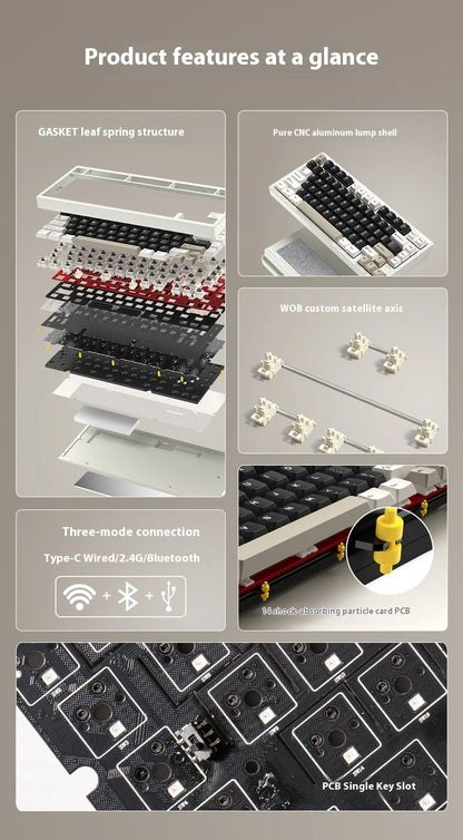 Wireless Mechanical Gaming Keyboard Black-Pro with RGB Backlight
