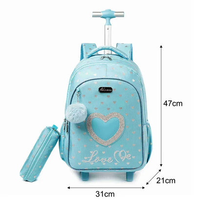 Kids Trolley School Bag with Wheels and Lunch Box