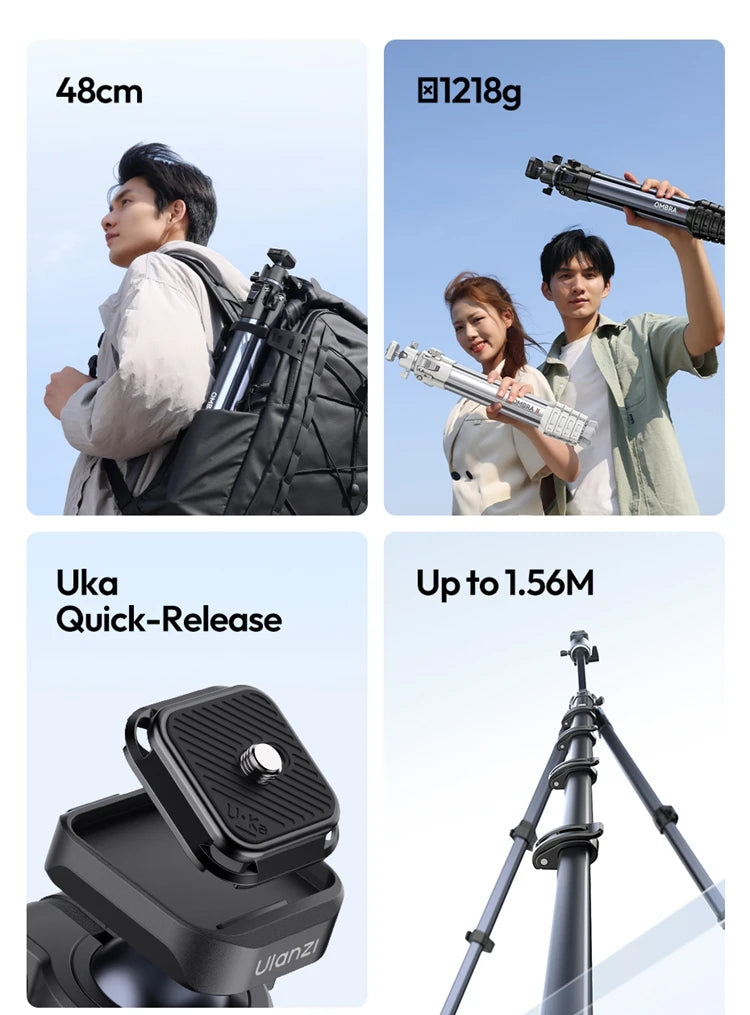 156cm Travel Camera Tripod 10kg Load Quick Release Plate