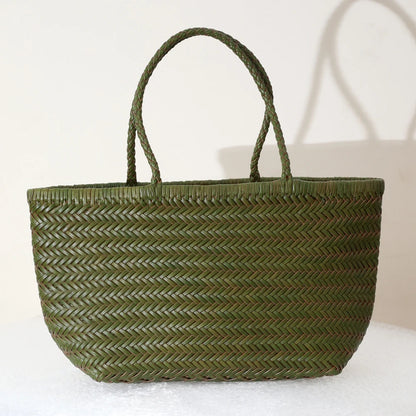 40 cm Green Cowhide Shoulder Bag for Women