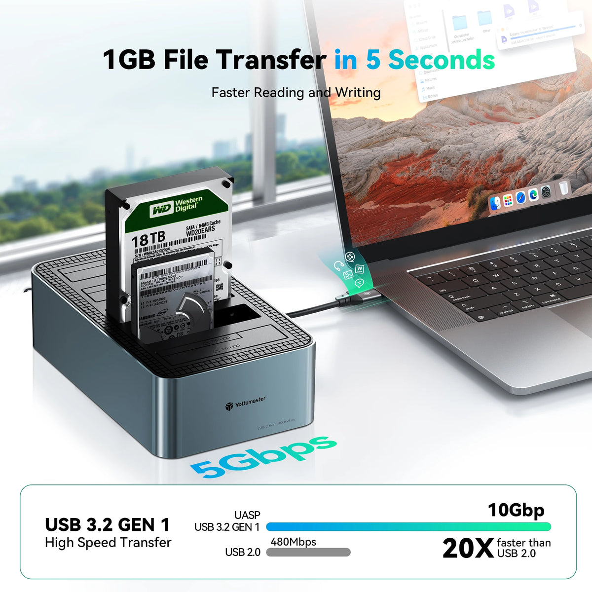 5-Bay External HDD Enclosure Dock with High-Speed Backup