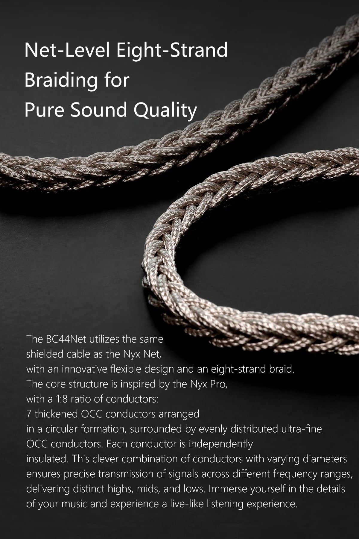 4.4mm Balanced Audio Cable High Fidelity Shielded 15cm