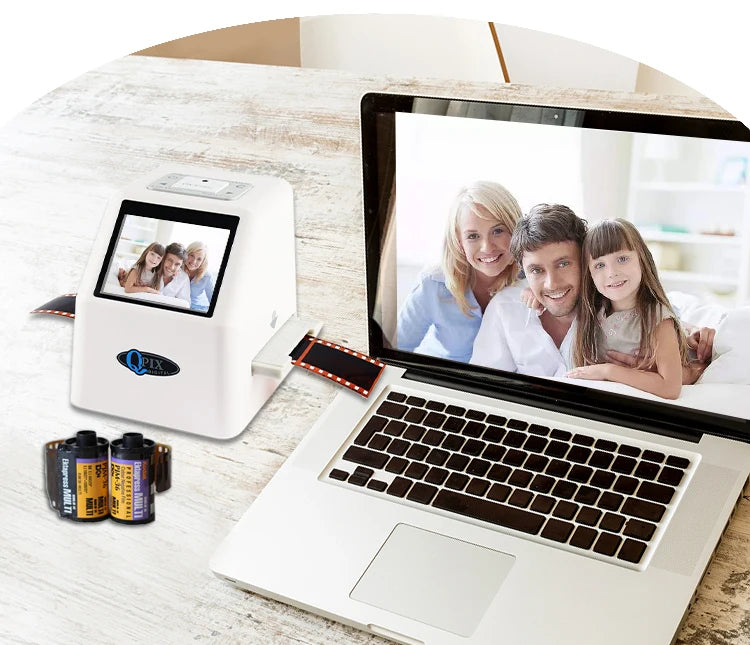 White Portable Film Scanner 16GB SD Card LCD Display