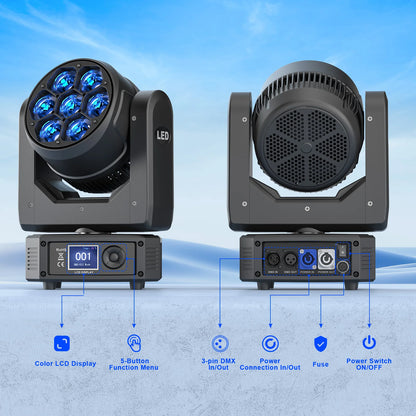 RGBW LED Moving Head Wash Beam Lights 2 Pack