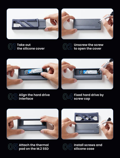 Portable 40Gbps NVMe M2 SSD Enclosure with Cooling Fan