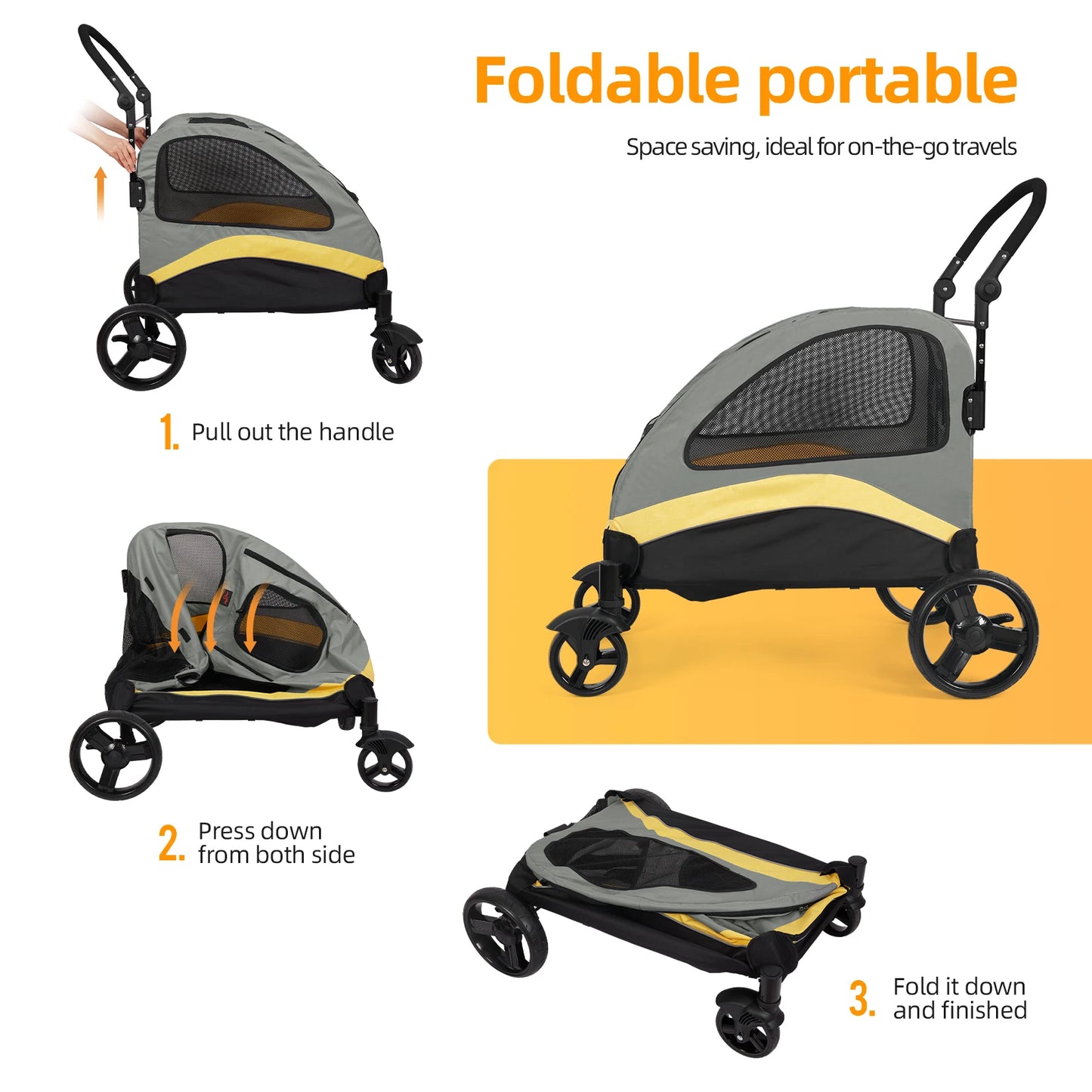 XL Portable Pet Stroller for Large Dogs Outdoors