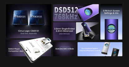 Portable Hi-Res USB DAC Headphone Amp Dual DAC