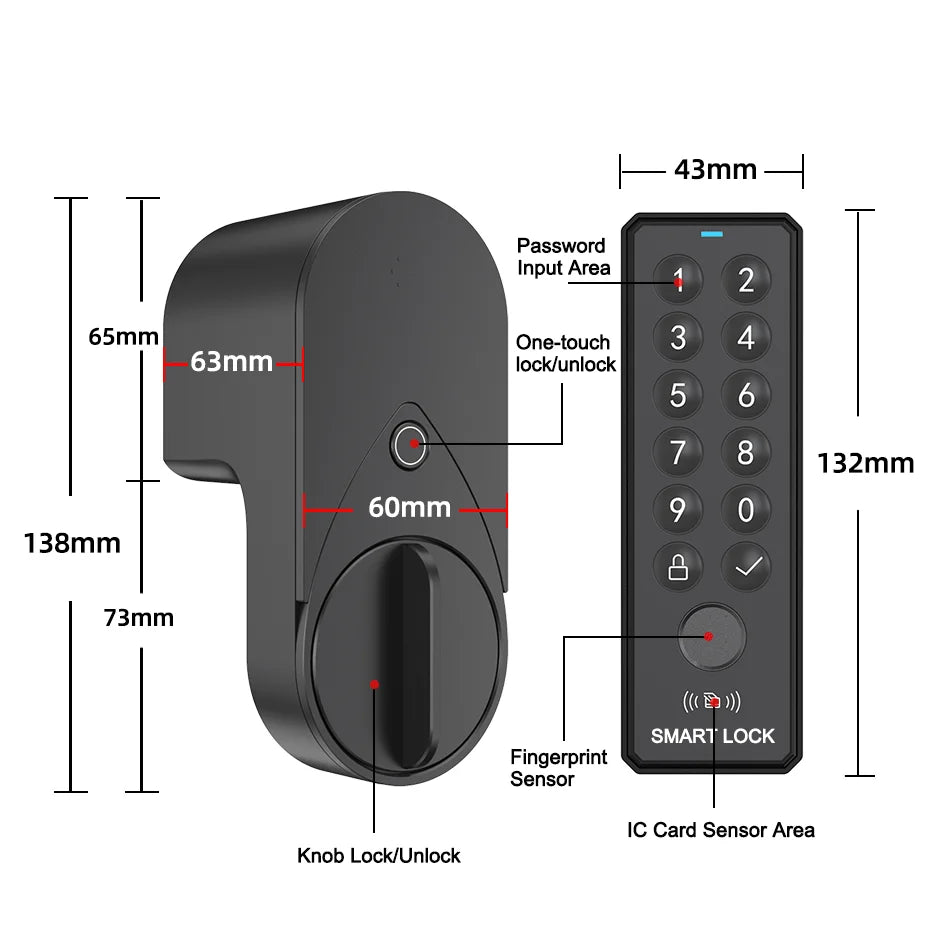 Smart Door Lock Fingerprint Password IC Card Bluetooth