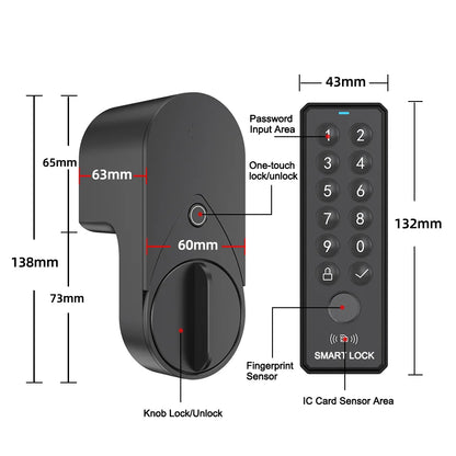 Smart Door Lock Fingerprint Password IC Card Bluetooth