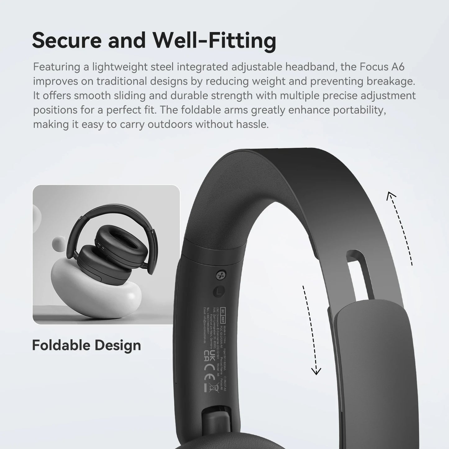 White Rechargeable Bluetooth 6.0 Noise-Cancelling Headset