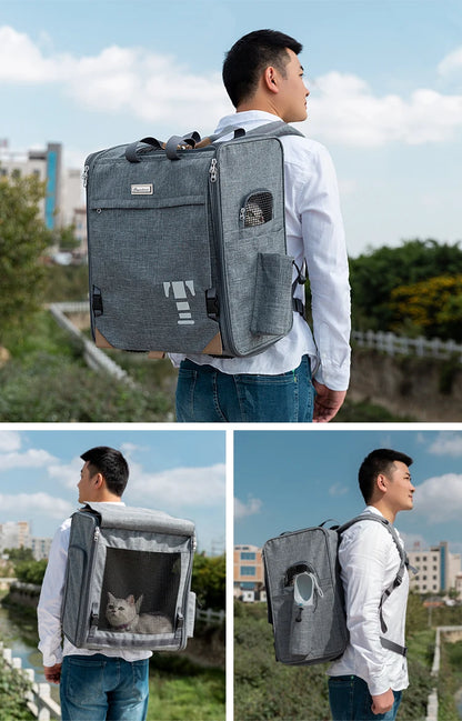 Gray Pet Carrier for Cats and Dogs with Ventilation